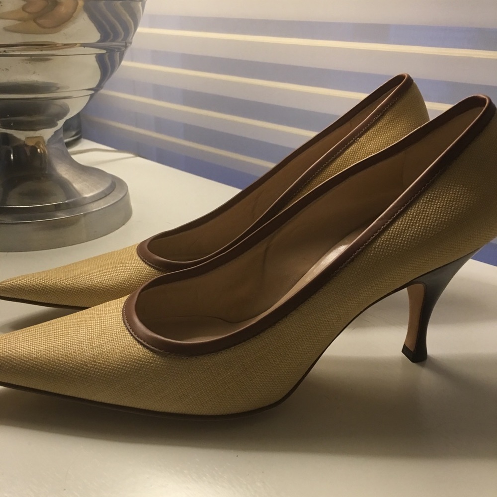 Michael Kors Leather Trimmed Linen Pump